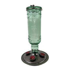 WOODSTREAM Corp. Green Glass 4 Feeding Ports Hummingbird Nectar Hanging Feeder